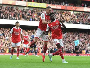 Arsenal V Nottingham Forest 2022-23 Prints: Partey and Xhaka Celebrate Arsenal's Four-Goal Lead Over Nottingham Forest (2022-23)