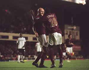 Pascal Cygan celebrates scoring his 2nd and Arsenals 4th goal with Kolo Toure