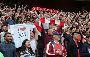 Arsenal V Aston Villa 2015-16 Prints: Passionate Arsenal Fans at Emirates Stadium during Arsenal vs Aston Villa