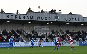 Passionate Arsenal Women Fans in Action at Meadow Park during FA WSL Match vs Birmingham City