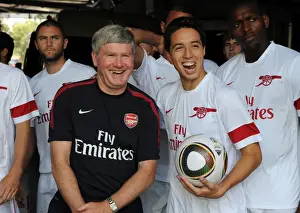 Pat Rice and Samir Nasri: Pre-Match Moment before Arsenal's Thrilling 5-6 Victory over Legia Warsaw, Warsaw, Poland, 2010
