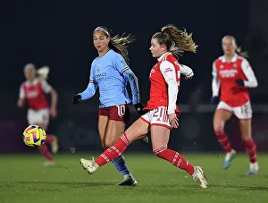 Arsenal Women V Manchester City Women - Conti Cup 2022-23 Prints: Pelova vs. Castellanos: A Tight Battle in FA Women's League Cup Semi-Final between Arsenal and Manchester City