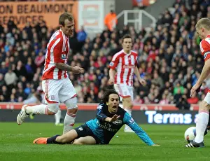 Stoke City V Arsenal 2011-12 Prints: Penalty Dispute: Yossi Benayoun Foul by Glenn Whelan (Stoke City vs. Arsenal, 2012)