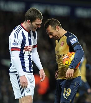Images Dated 21st November 2015: The Penalty Duel: Santi Cazorla and Craig Gardner in Focus before the Showdown