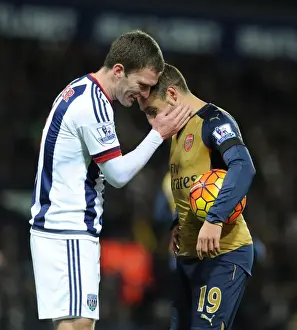 West Bromwich Albion V Arsenal 2015-16 Prints: The Penalty Showdown: A Moment of Sportsmanship Between Santi Cazorla and Craig Gardner (West Bromwich Albion vs)