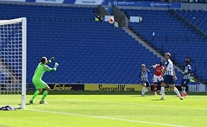 Brighton and Hove Albion v Arsenal 2019-20 Collection: Pepe Scores the Lone Goal: Brighton vs. Arsenal in Empty Premier League Stadium (2020)