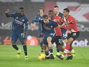 Southampton V Arsenal 2020-21 Prints: Pepe and Smith Rowe Face Valery and Diallo in Empty Southampton Stadium - Southampton vs Arsenal