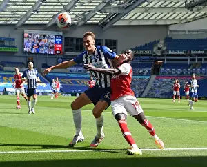 Brighton And Hove Albion V Arsenal 2019-20 Prints: Pepe vs. Burn: Empty Stadium Showdown - Premier League Battle in Brighton (2019-20)