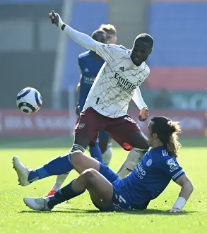 Leicester City V Arsenal 2020-21 Prints: Pepe vs Soyuncu: Intense Clash in Leicester City vs Arsenal Premier League Match