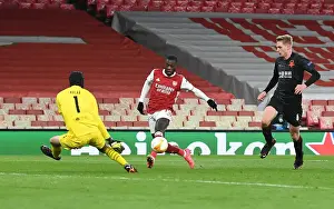 Arsenal V Slavia Prague 2020-21 Prints: Pepe's Chip: Arsenal's Europa League Goal in Empty Emirates Stadium (2020-21)