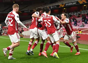 Arsenal V Slavia Prague 2020-21 Prints: Pepe's Quiet Goal Celebration: Arsenal's Europa League Victory with Smith Rowe