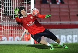 Arsenal v Burnley FA Cup 4th Rd 2016 Collection: Petr Cech (Arsenal) warms up before the match. Arsenal 2: 1 Burnley. FA Cup 4th Round