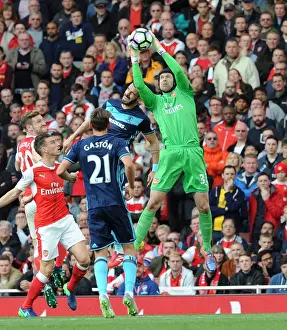 Arsenal V Middlesbrough 2016-17 Prints: Petr Cech Fends Off Alvaro Negredo: Arsenal vs Middlesbrough, Premier League 2016-17