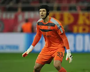 Olympiacos V Arsenal 2015-16 Prints: Petr Cech in Focus: Arsenal's Goalkeeper Concentrates During Olympiacos UCL Clash