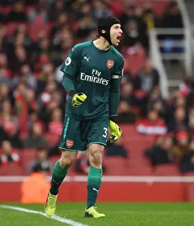 Petr Cech Focuses in Arsenal's Battle Against Watford (2017-18)