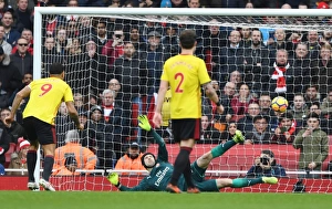 Arsenal V Watford 2017-18 Prints: Petr Cech Saves Troy Deeney's Penalty: Arsenal vs. Watford, Premier League 2017-18