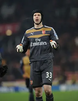 Stoke City V Arsenal 2015-16 Prints: Petr Cech's Reaction: Intense Emotions after Arsenal's Hard-Fought Victory over Stoke City
