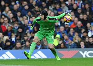 Chelsea V Arsenal 2016-17 Prints: Petr Cech's Unwavering Focus: Chelsea vs. Arsenal Clash (2016-17)