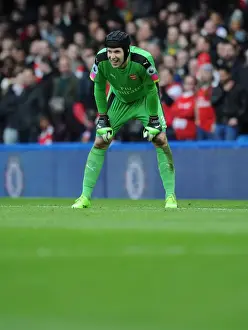 Chelsea V Arsenal 2016-17 Prints: Petr Cech's Unwavering Focus: A Legendary Goalkeeper in the Chelsea vs Arsenal Rivalry (2016-17)