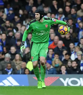 Chelsea V Arsenal 2016-17 Prints: Petr Cech's Unwavering Focus: A Legendary Goalkeeper in the Heat of the Chelsea vs