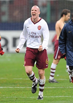 Philippe Senderos (Arsenal) celebrates at the end of the match Philippe Senderos (Arsenal) celebrates at the end of the match