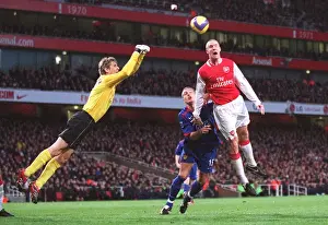 Philippe Senderos (Arsenal) Edwin van der Sar and Nemanja Vidic (Man Utd)