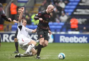Images Dated 31st March 2008: Philippe Senderos (Arsenal) Kevin Davies (Bolton)