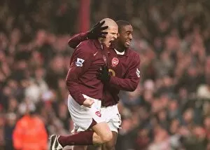 Images Dated 14th January 2006: Philippe Senderos celebrates scoring Arsenals 2nd goal with Johan Djourou