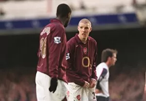 Arsenal v Bolton 2005-6 Collection: Philippe Senderos and Johan Djourou (Arsenal). Arsenal 1: 1 Bolton Wanderers