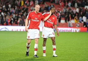 Arsenal v West Bromwich Albion - Carling Cup 2009-10 Collection: Philippe Senderos and Sanchez Watt (Arsenal)