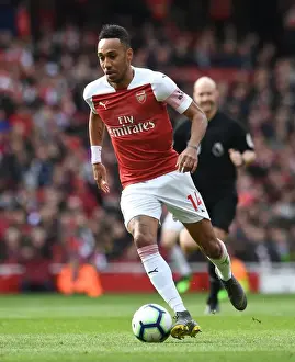 Pierre-Emerick Aubameyang in Action for Arsenal Against Brighton & Hove Albion, Premier League 2018-19