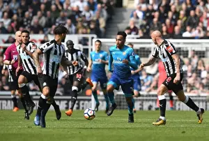 Newcastle United V Arsenal 2017-18 Prints: Pierre-Emerick Aubameyang Charges Forward Against Newcastle United in Premier League Clash