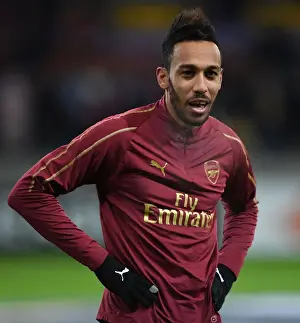 BATE Borisov V Arsenal 2018-19 Prints: Pierre-Emerick Aubameyang Prepares for Arsenal's Europa League Clash against BATE Borisov