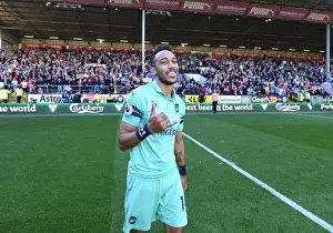 Burnley V Arsenal 2018-19 Prints: Pierre-Emerick Aubameyang Reacts After Arsenal's Win Against Burnley (Burnley v Arsenal 2018-19)