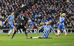 Brighton And Hove Albion V Arsenal 2017-18 Prints: Pierre-Emerick Aubameyang Scores for Arsenal Against Brighton & Hove Albion
