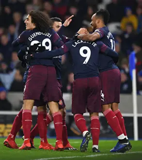 Brighton And Hove Albion V Arsenal 2018-19 Prints: Pierre-Emerick Aubameyang Scores for Arsenal against Brighton & Hove Albion