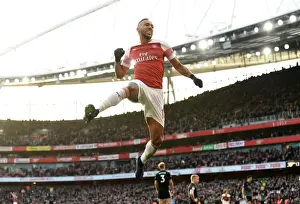 Arsenal V Burnley 2018-19 Prints: Pierre-Emerick Aubameyang Scores Arsenal's Second Goal Against Burnley (2018-19)