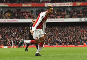 Arsenal V Stoke City 2017-18 Prints: Pierre-Emerick Aubameyang Scores Brace: Arsenal vs Stoke City, Premier League 2017-18
