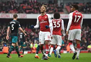 Arsenal V Southampton 2017-18 Prints: Pierre-Emerick Aubameyang Scores First Goal for Arsenal: Arsenal 1-0 Southampton (2017-18)