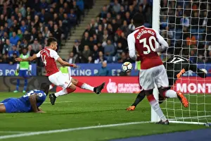 Leicester City V Arsenal 2017-18 Prints: Pierre-Emerick Aubameyang Scores the Winning Goal: Leicester City vs