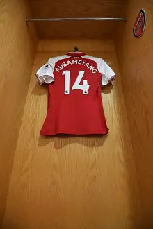 Arsenal V Manchester City 2017-18 Prints: Pierre-Emerick Aubameyang's Arsenal Shirt in the Changing Room before Arsenal vs Manchester City