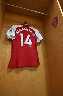 Arsenal V Manchester City 2017-18 Prints: Pierre-Emerick Aubameyang's Arsenal Shirt in the Chchanging Room before Arsenal vs Manchester City