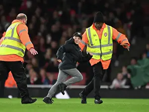 Arsenal Women V Manchester United Women 2022-23 Prints: Pitch Intruder Disrupts Arsenal Women vs Manchester United Women FA WSL Match at Emirates Stadium (2022-23)