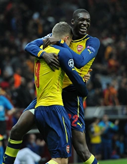 Galatasaray V Arsenal 2014/15 Prints: Podolski and Sanogo Celebrate Goals: Galatasaray vs