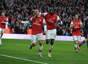 Arsenal V Liverpool - FA Cup 2013-14 Prints: Podolski and Sanogo's Unforgettable Goal Celebration: Arsenal's FA Cup Victory Over Liverpool