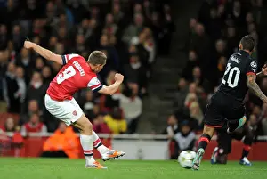 Arsenal V Olympiacos 2012-13 Prints: Podolski Scores Arsenal's Second: Arsenal FC 3-1 Olympiacos