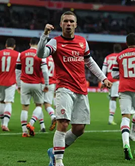 Arsenal V Liverpool - FA Cup 2013-14 Prints: Podolski Scores the Decisive Goal: Arsenal's FA Cup Victory over Liverpool