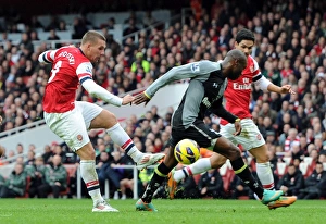 Arsenal V Tottenham Hotspur 2012-13 Prints: Podolski Scores Past Gallas: Arsenal vs. Tottenham, 2012-13 Premier League