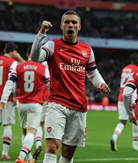 Arsenal V Liverpool - FA Cup 2013-14 Prints: Podolski Scores the Second Goal: Arsenal's FA Cup Victory over Liverpool