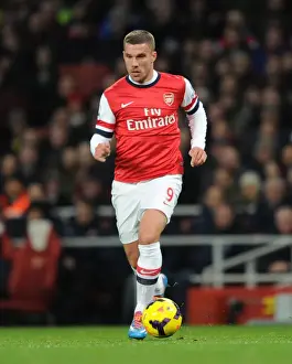 Arsenal V Fulham 2013-14 Prints: Podolski Scores Twice: Arsenal Defeats Fulham 2-0 in Premier League (18/01/14)